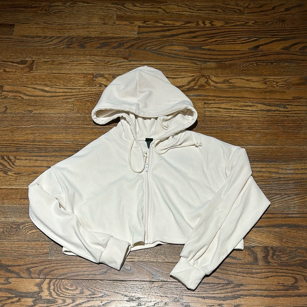New Soft Cozy Cream Cropped Hoodie - Picture 7 of 7